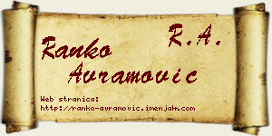 Ranko Avramović vizit kartica